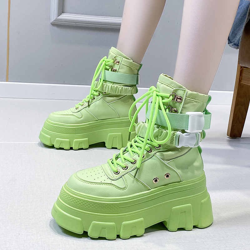 XIAOBANG-2022 Women's Height-increasing Thick-soled Boots Wedge Heel Lace-up Decorative Women's Shoes Fashion Winter Women's Boots