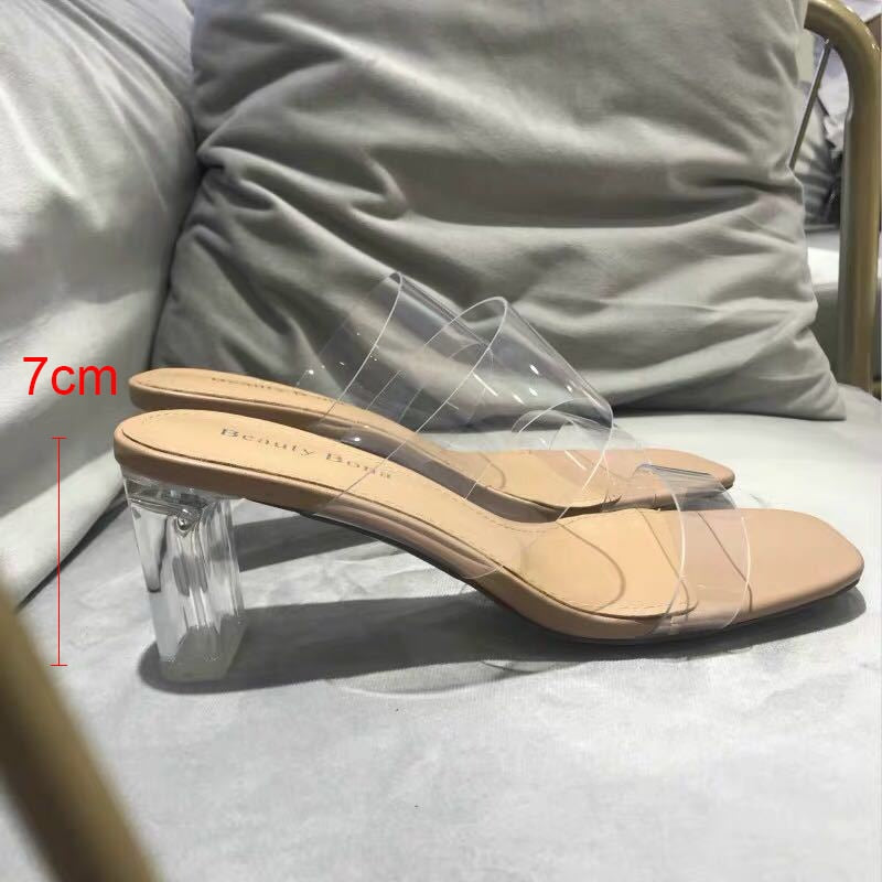 XIAOBANG-Summer Women Pumps Sandals PVC Jelly Slippers Open Toe High Heels Women Transparent Perspex Slippers Shoes Heel Clear Sandals