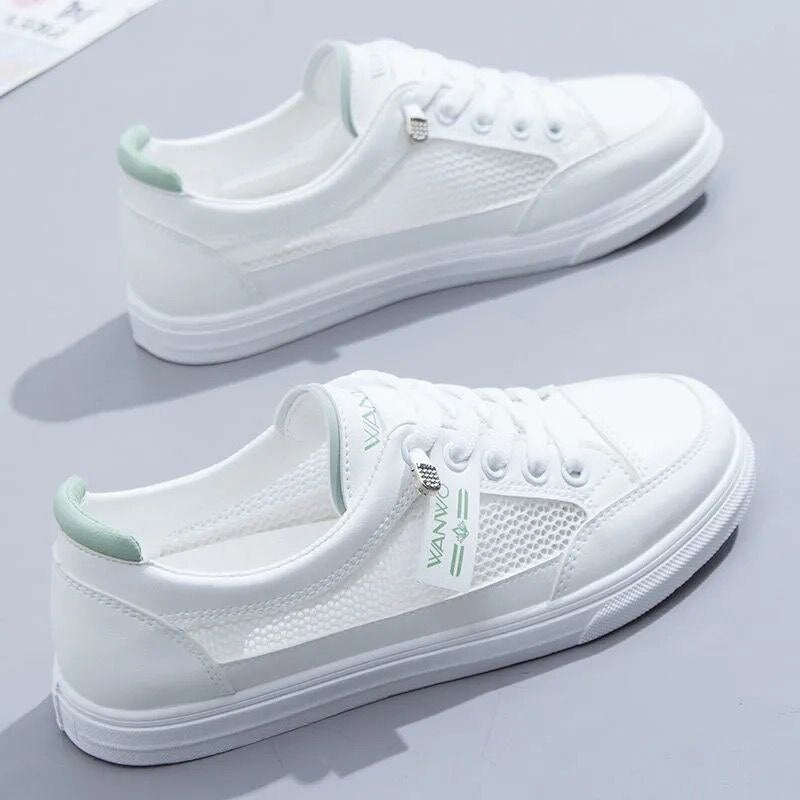 XIAOBANG-2022 Fashion Women's Flat Shoes Casual Comfortable Lightweight Non-slip White Shoes Ladies Elegant Breathable Mesh Flat Shoes