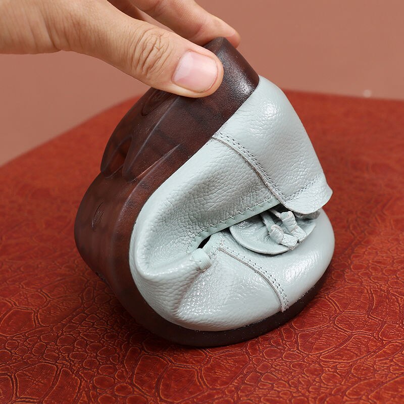 XIAOBANG-New leather slip-on women's flat shoes moccasin women's flat shoes spring and autumn fashion bow tie mom shoes