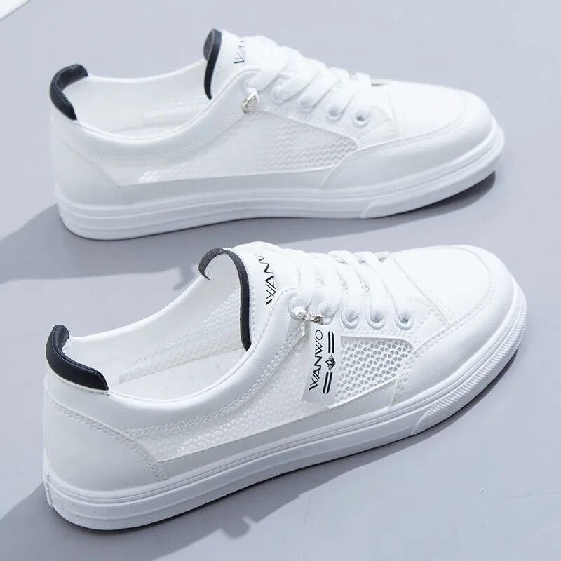 XIAOBANG-2022 Fashion Women's Flat Shoes Casual Comfortable Lightweight Non-slip White Shoes Ladies Elegant Breathable Mesh Flat Shoes